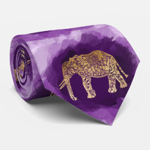 Imitatgoldstammes- Elefant lila Brushstroke Krawatte