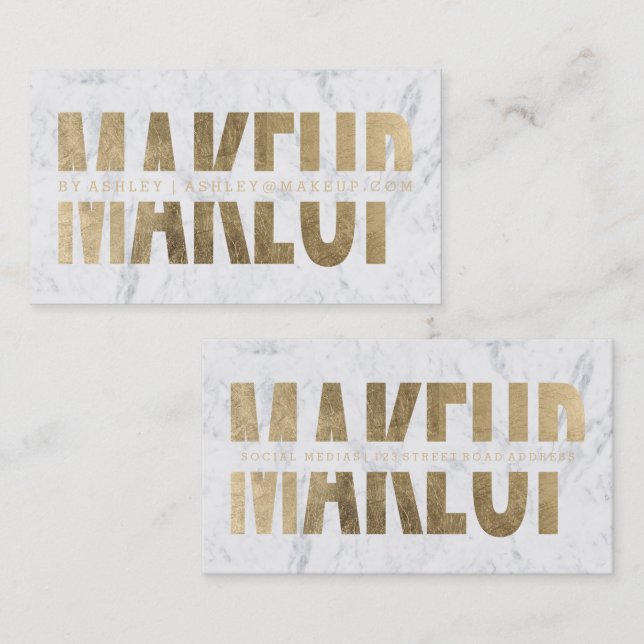 Imitatgoldtypographiemarmor des Make-upkünstlers Visitenkarte (Vorne/Hinten)