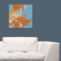 Imitation Canevas Art Abstrait Orange et Bleu