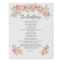 Béatitudes d'écriture florale aquarelle rose