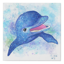 Beau dauphin scintillant d'aquarelle