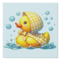 Canard en caoutchouc au bonnet à carreaux