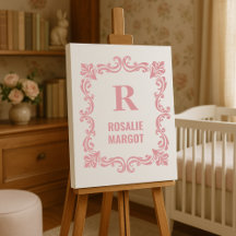 Classic Storybook Heritage Crest Name Pink