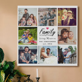 Imitation Canevas La famille de scripts est tout Photo Collage Keeps