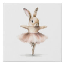 Lapin Ballerine à l'aquarelle Dansant Rose Brun Cl