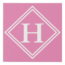 Monogramme blanc rose, Faux initial Canvas