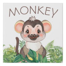 Pépinière Bébé Singe Faux Canvas Imprimer