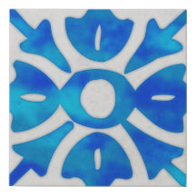Petite chinoiserie Bleu mosaïque murale art - indi
