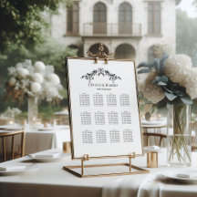 Plan de table floral noir et blanc | Art en ligne