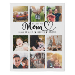 Imitation Canevas We Love You Mom Script Kids Names Photo Collage