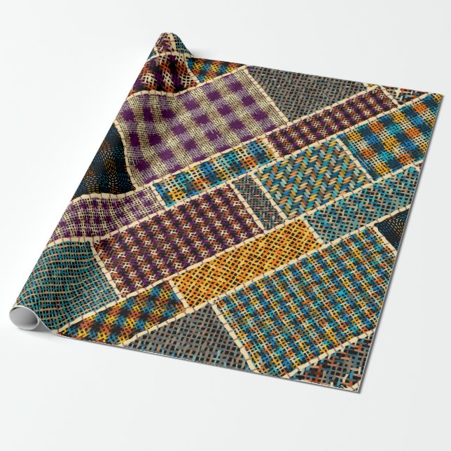 Imitation eines indischen Patchwork-Musters mit Te Geschenkpapier (Ungerollt)