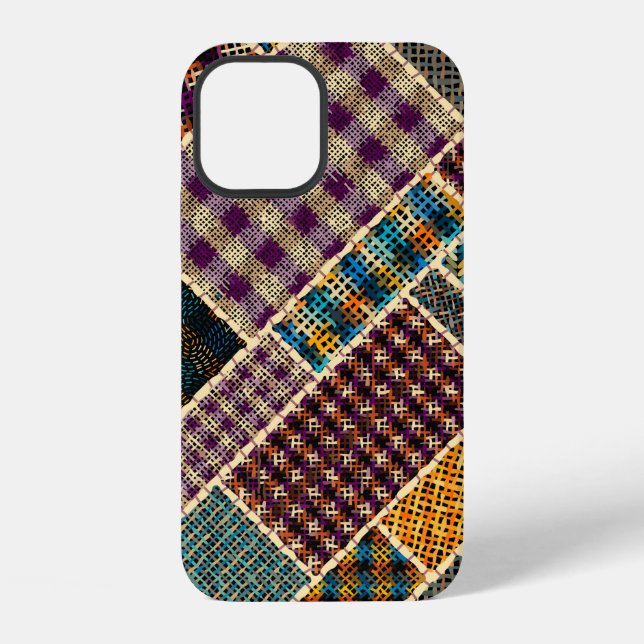 Imitation eines indischen Patchwork-Musters mit Te iPhone 12 Hülle (Rückseite)