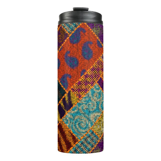 Imitation eines indischen Patchwork-Musters mit Te Thermosbecher (Vorderseite)