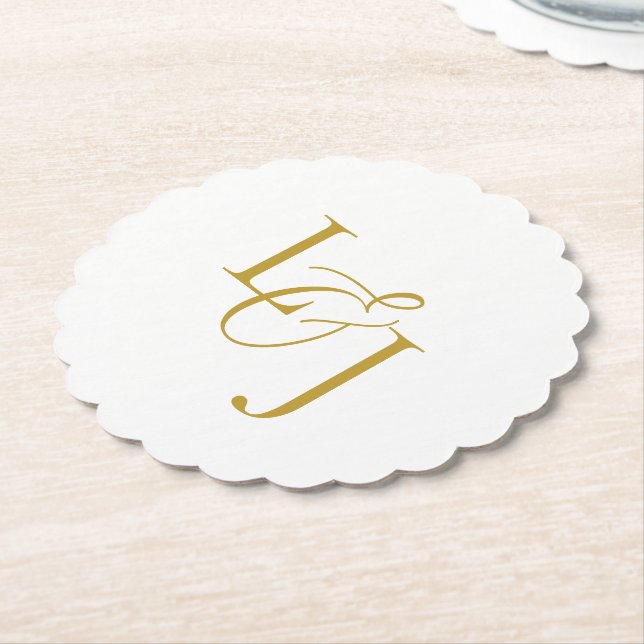 Imitation Gold Couple Initials Monogram Wedding Untersetzer (angewinkelt)