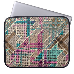 Imitation of indian patchwork pattern with texture laptopschutzhülle
