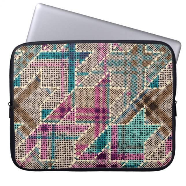 Imitation of indian patchwork pattern with texture laptopschutzhülle (Vorderseite)