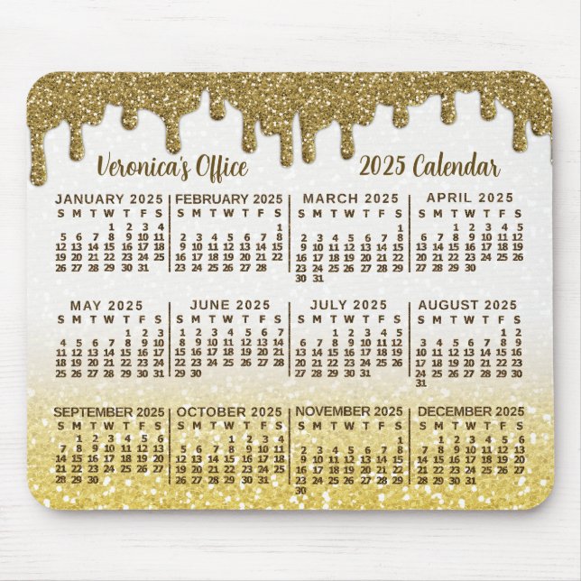 Imitats 2025 Jahre Gold Glitzer Tropfen kundenspez Mousepad (Vorne)