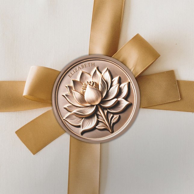 Imitats 3D Antique Goldenes Paradies für Kletterhe Runder Aufkleber (Antique Gold Regal Lotus Blossom Classic Round Sticker)