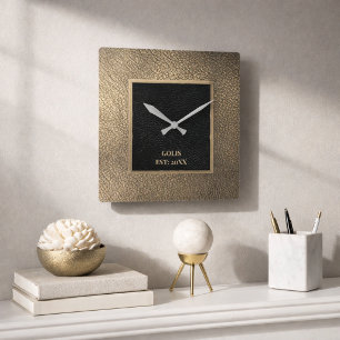 Imitats braunes schwarzes Leder Wand Uhr