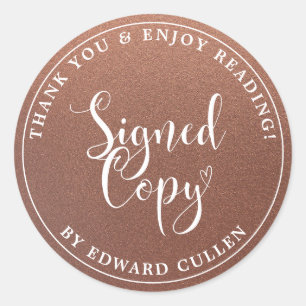 Imitats Bronze Personalisiert Handwriting Signiert Runder Aufkleber