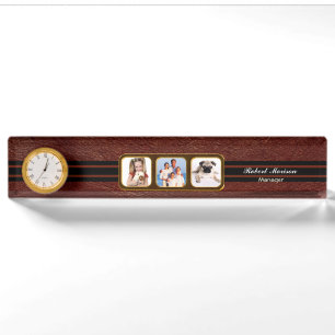 Imitats Brown Leather Triple Foto Namensplakette