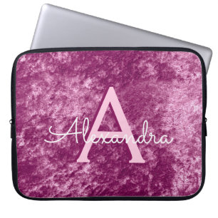 Imitats Burgundy Lila Velvet Muster Monogramm Laptopschutzhülle