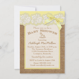 IMITATS Burlap Elfenbeinspitze, Gelbe Babydusche e Einladung
