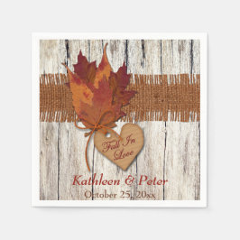 IMITATS Burlap, Holz, Blätter, Heart Wedding Napki Serviette