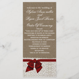 IMITATS Burlap und Red Lace Wedding Programm