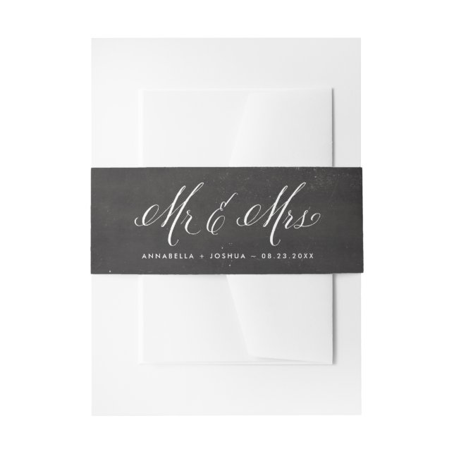 Imitats Chalkboard Mr. & Mrs. Elegant Script Weddi Einladungsbanderole (Vorderseite Beispiel)