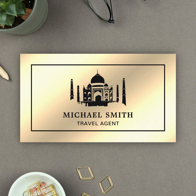 Imitats Cream Gold Foil Taj Mahal Agent Visitenkarte (Von Creator hochgeladen)