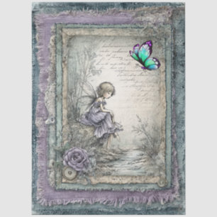Imitats Denim & Lace Fantasy Faidies Dekoupage Seidenpapier