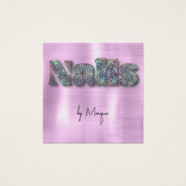 Imitats Diamonds Holographic Nails Business Card