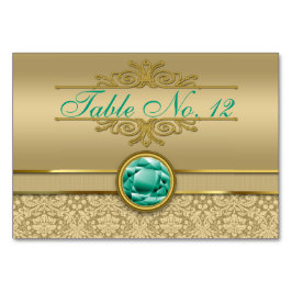 Imitats Emerald Green Gemstone Metallic Gold Damas Tischnummer
