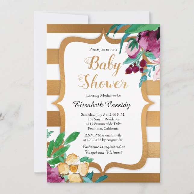Imitats Foil and Blume Kinderdusche lädt ein Einladung (Vorderseite)