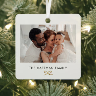 Imitats Foil Minimal Bow Familie Foto Weihnachten Ornament Aus Metall