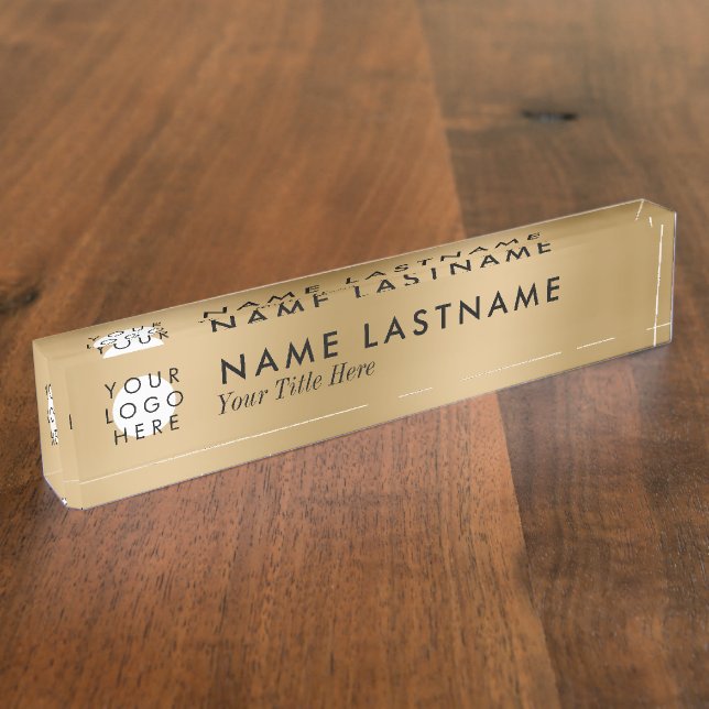 Imitats für benutzerdefinierte Logos Gold Minimali Namensplakette (Seite)