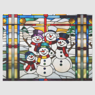 Imitats Glass Snowman Family für Decoupage Seidenpapier