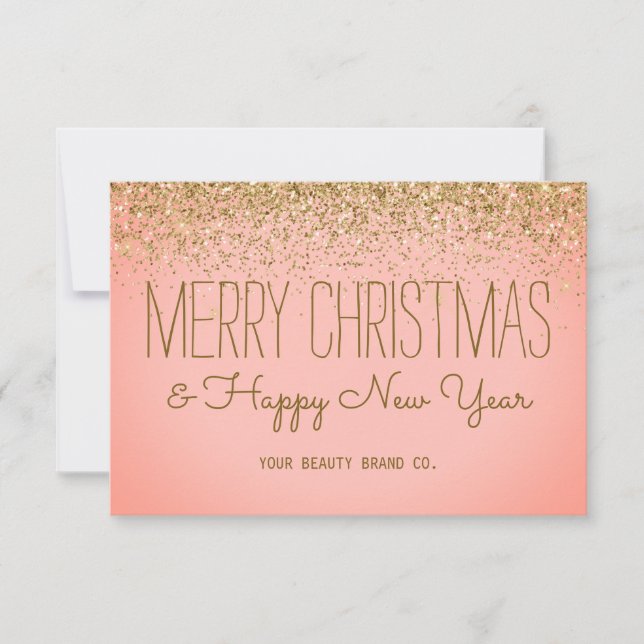 Imitats Glitterie Rose Gold Weihnachtsfeiertag Dankeskarte (Vorderseite)