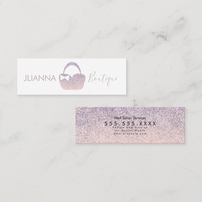 Imitats Glitzer Boutique Kleidungsstück-Logo Mini Visitenkarte (Vorne/Hinten)