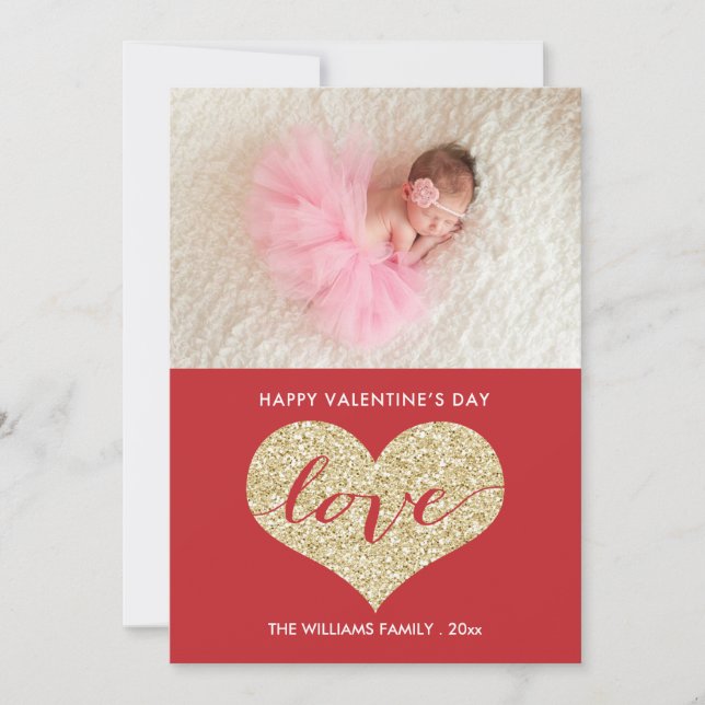 Imitats Glitzer Herz | Valentinstag Karten (Vorderseite)