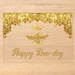 Imitats Glitzer Queen Bee Happy Birthday Acryleinladungen