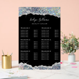 Imitats Glitzer Silver Sequel Preisliste Acrylschild