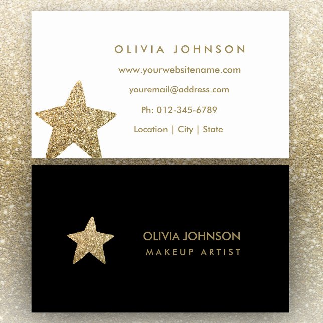 Imitats Glitzer Star | Makeup Artist Business Card Visitenkarte (Von Creator hochgeladen)