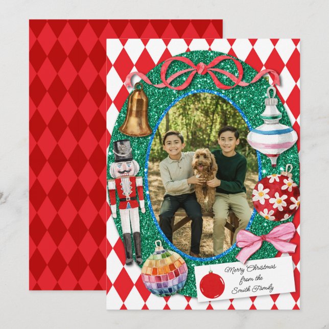Imitats Glitzer Weihnachtsschmuckkarte Feiertagskarte (Vorne/Hinten)