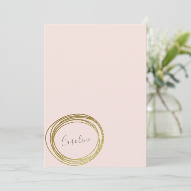 Imitats Gold Abstrakt Circle Design Skriptname Mitteilungskarte (Stehend Vorderseite)