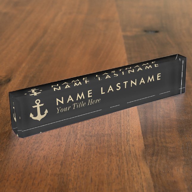 Imitats Gold Ankerschwarz Namensschild für benutze Namensplakette (Seite)