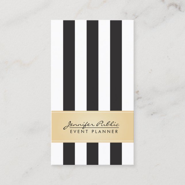 Imitats Gold Black and White Strip Eventplaner Visitenkarte (Vorderseite)