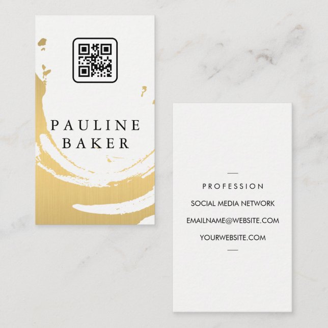 Imitats Gold Brushed | QR-Code Visitenkarte (Vorne/Hinten)