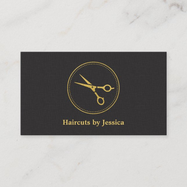 Imitats Gold Chic Glam Schere Haarburke Stylist Visitenkarte (Vorderseite)